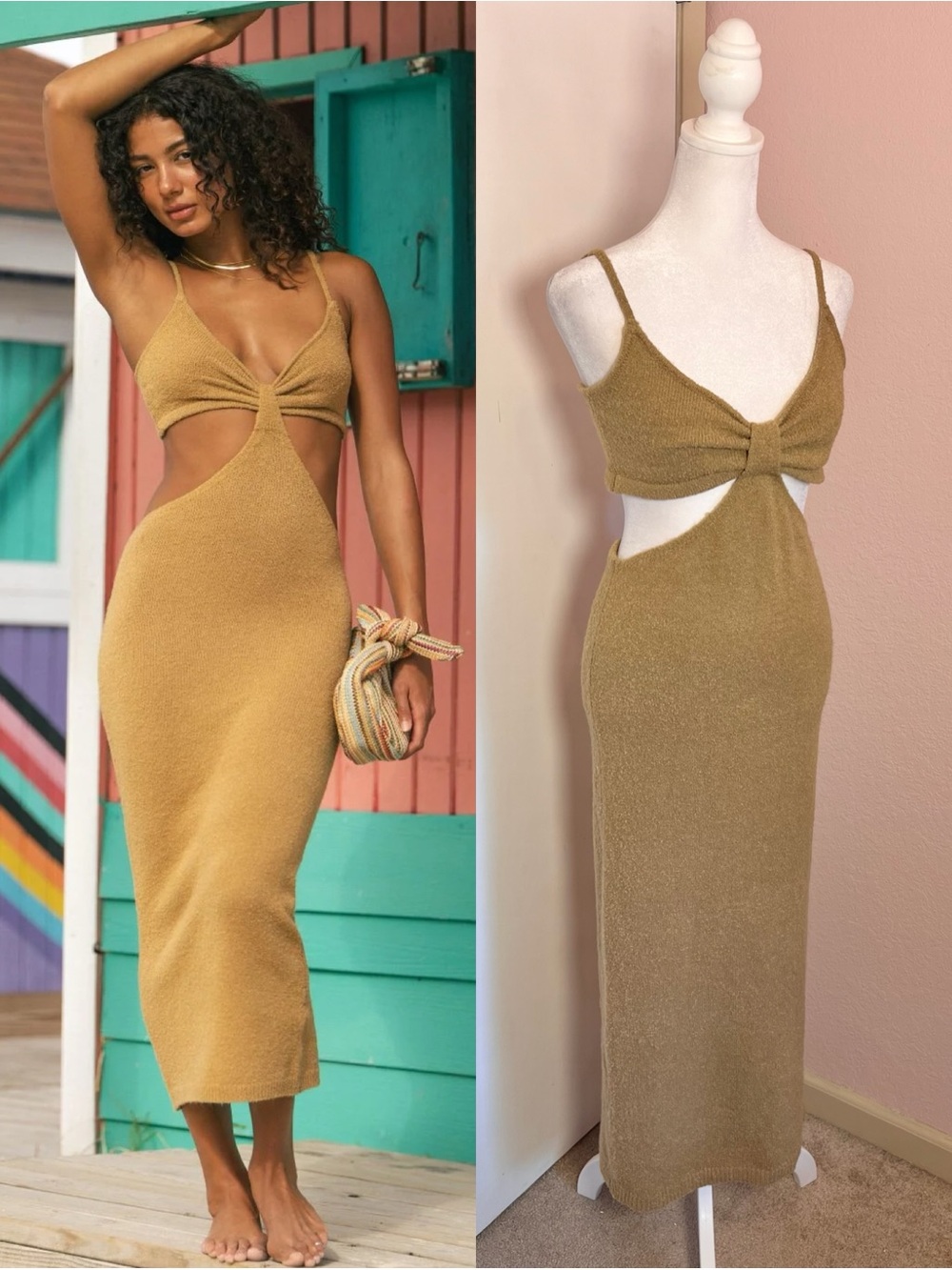 The Way I Feel Tan Cutout Midi Dress by Lulus